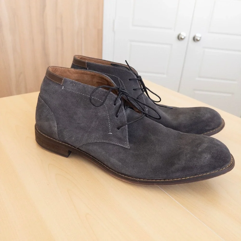 Kenneth Cole Mens Chukka Boots 13 Grey Suede Techni-Cole Design 11895 Heritage